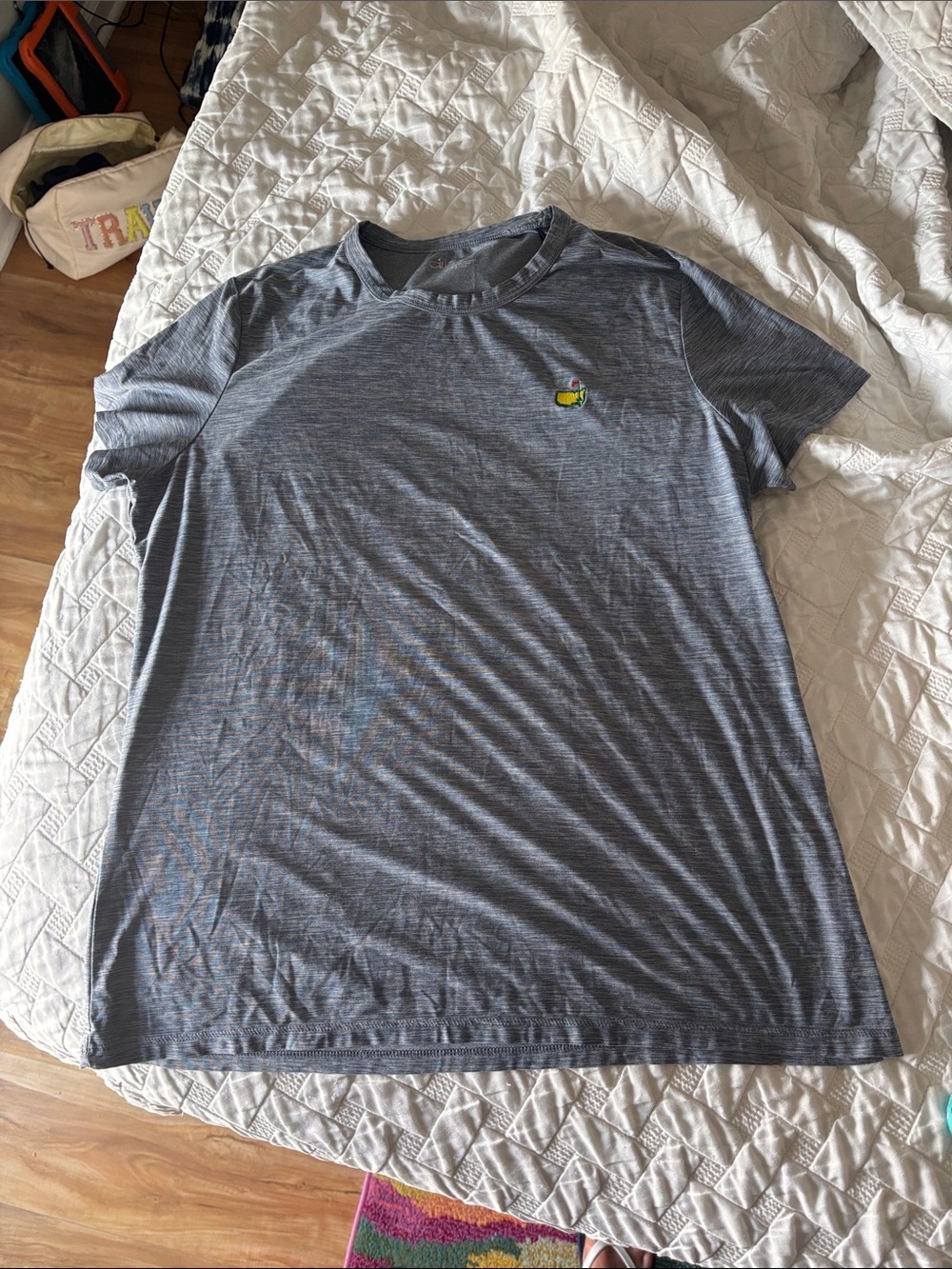 Magnolia Lane Tech Casual Heathered Blue Striped Crewneck T-Shirt